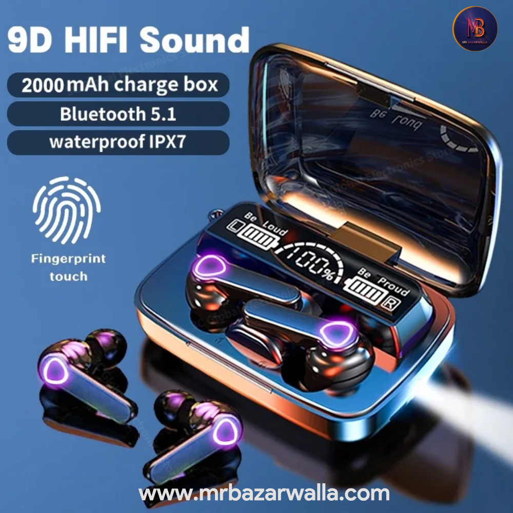 M19 TWS Earbuds Wireless Bluetooth | Deep Bass & Power Display