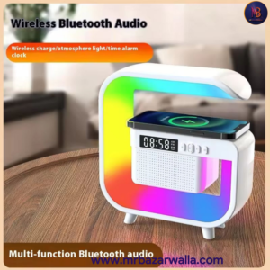 Bluetooth Speaker Colorful Lights Clock Wireless Charging
